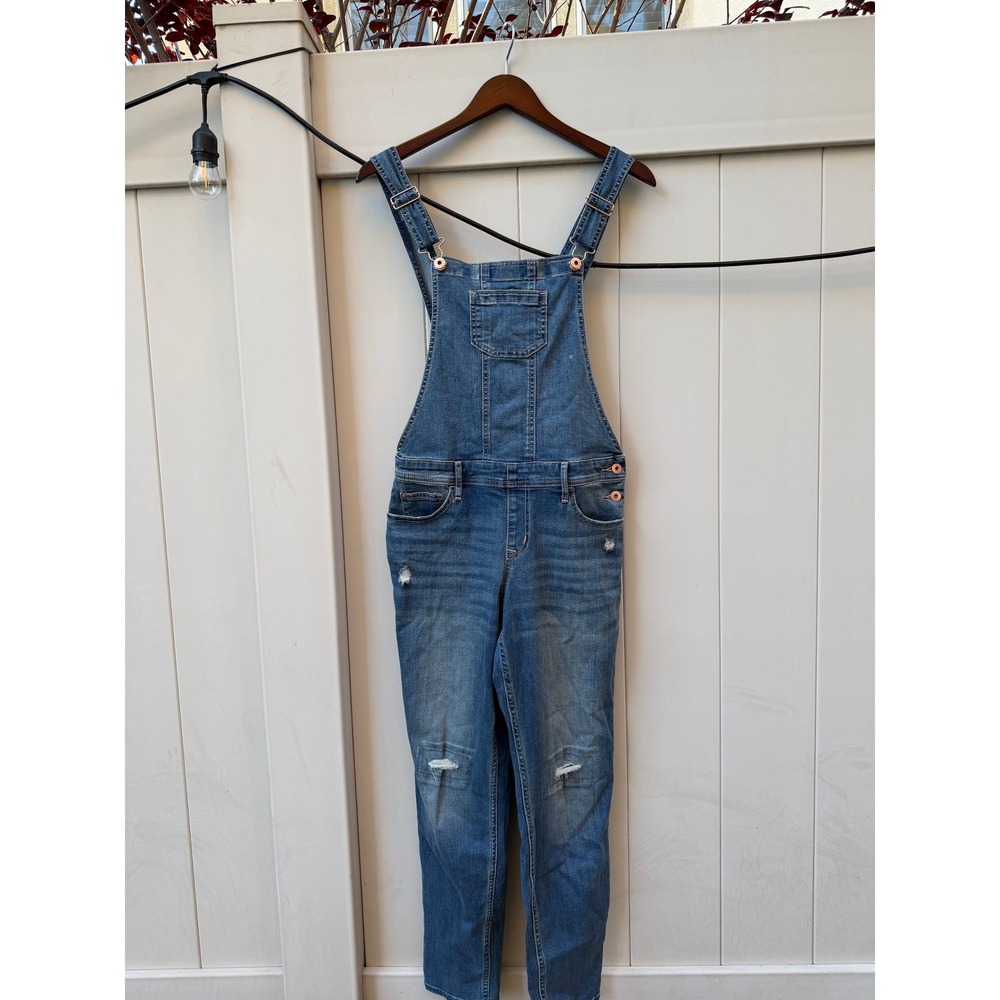 Abercrombie Kids Blue Denim Overalls Distressed Medium Wash Size 15/16 Dungarees